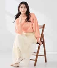 K2FED11044 a.v.v(アー・ヴェ・ヴェ) 【洗える/UVカット】ボートネック袖タックニット コーラルピンク