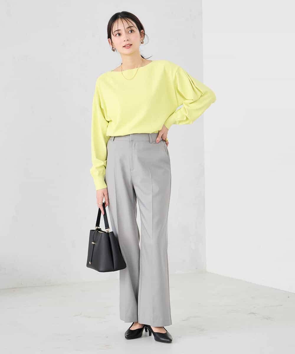 K2FED11044 a.v.v(アー・ヴェ・ヴェ) 【洗える/UVカット】ボートネック袖タックニット コーラルピンク