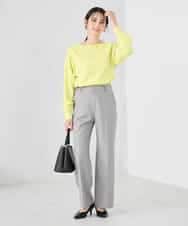 K2FED11044 a.v.v(アー・ヴェ・ヴェ) 【洗える/UVカット】ボートネック袖タックニット コーラルピンク