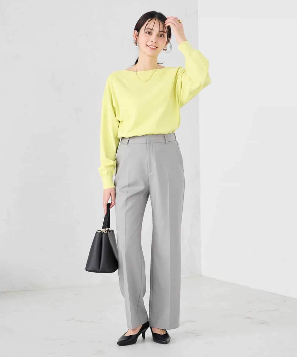 K2FED11044 a.v.v(アー・ヴェ・ヴェ) 【洗える/UVカット】ボートネック袖タックニット コーラルピンク