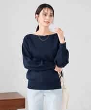 K2FED11044 a.v.v(アー・ヴェ・ヴェ) 【洗える/UVカット】ボートネック袖タックニット コーラルピンク