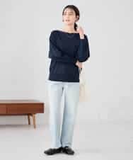 K2FED11044 a.v.v(アー・ヴェ・ヴェ) 【洗える/UVカット】ボートネック袖タックニット コーラルピンク