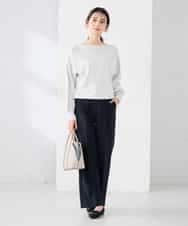 K2FED11044 a.v.v(アー・ヴェ・ヴェ) 【洗える/UVカット】ボートネック袖タックニット コーラルピンク