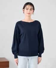 K2FED11044 a.v.v(アー・ヴェ・ヴェ) 【洗える/UVカット】ボートネック袖タックニット コーラルピンク