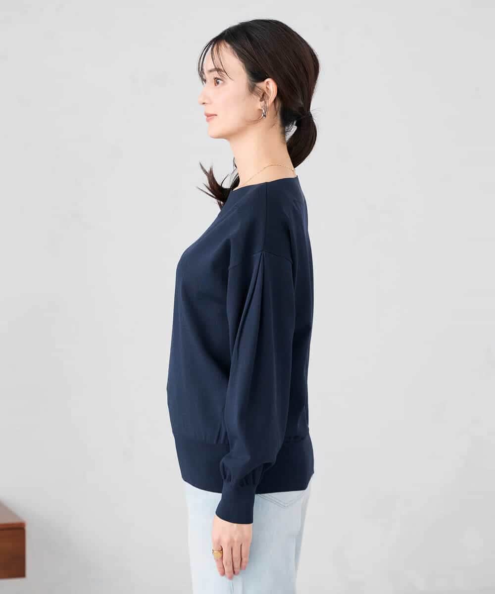 K2FED11044 a.v.v(アー・ヴェ・ヴェ) 【洗える/UVカット】ボートネック袖タックニット コーラルピンク