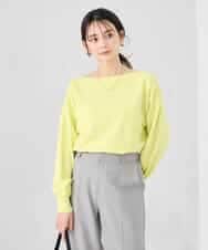 K2FED11044 a.v.v(アー・ヴェ・ヴェ) 【洗える/UVカット】ボートネック袖タックニット ライムイエロー