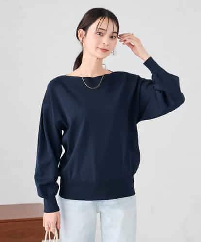 K2FED11044 a.v.v 【洗える/UVカット】ボートネック袖タックニット