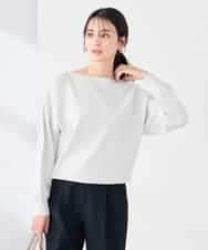 K2FED11044 a.v.v(アー・ヴェ・ヴェ) 【洗える/UVカット】ボートネック袖タックニット アイスグレー