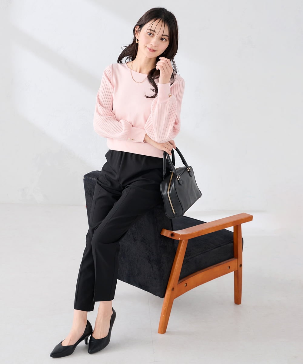 K2FED12044 a.v.v(アー・ヴェ・ヴェ) プリーツスリーブニット ピンク