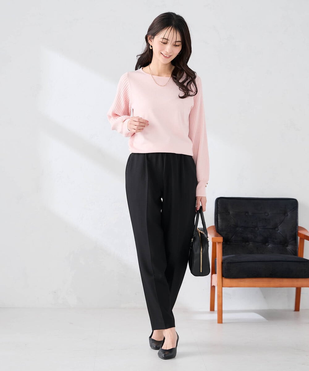 K2FED12044 a.v.v(アー・ヴェ・ヴェ) プリーツスリーブニット ピンク