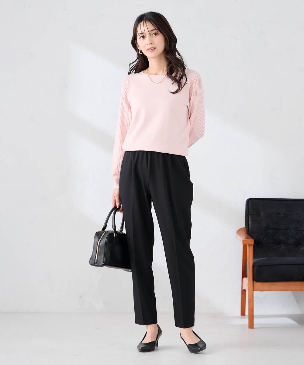 K2FED12044 a.v.v(アー・ヴェ・ヴェ) プリーツスリーブニット ピンク