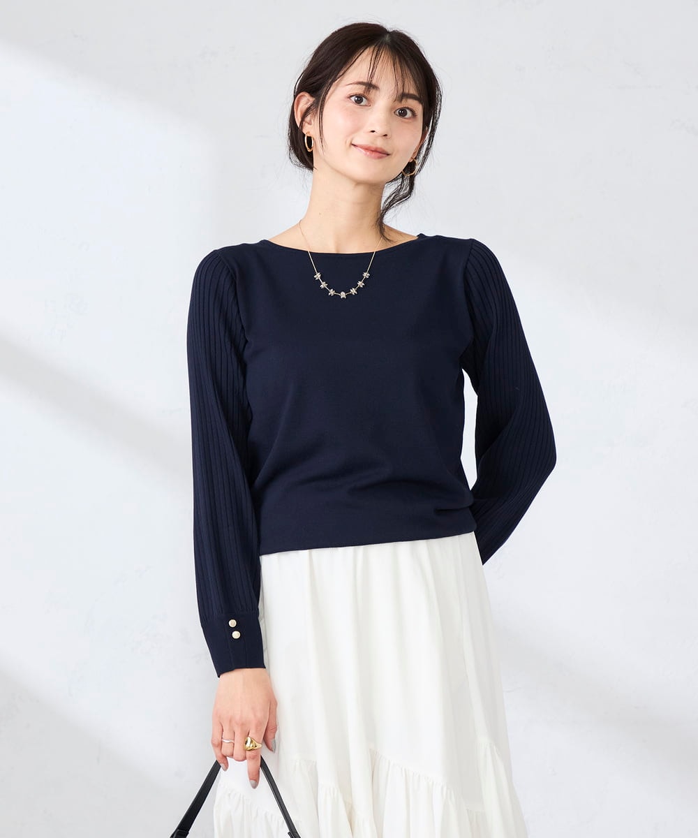 K2FED12044 a.v.v(アー・ヴェ・ヴェ) プリーツスリーブニット ピンク