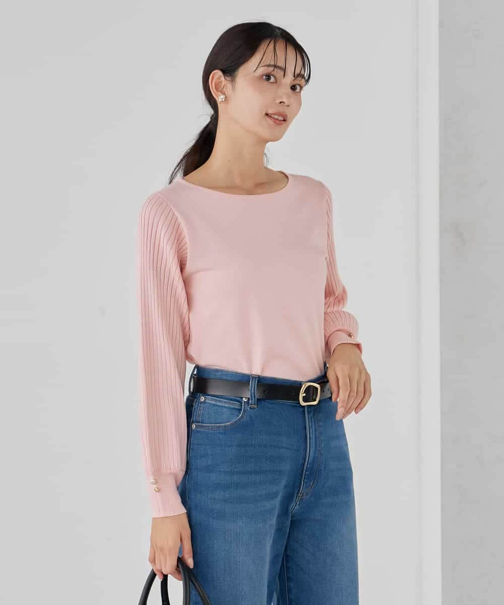 K2FED12044 a.v.v(アー・ヴェ・ヴェ) プリーツスリーブニット ピンク