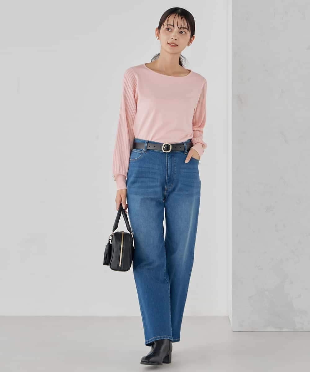 K2FED12044 a.v.v(アー・ヴェ・ヴェ) プリーツスリーブニット ピンク