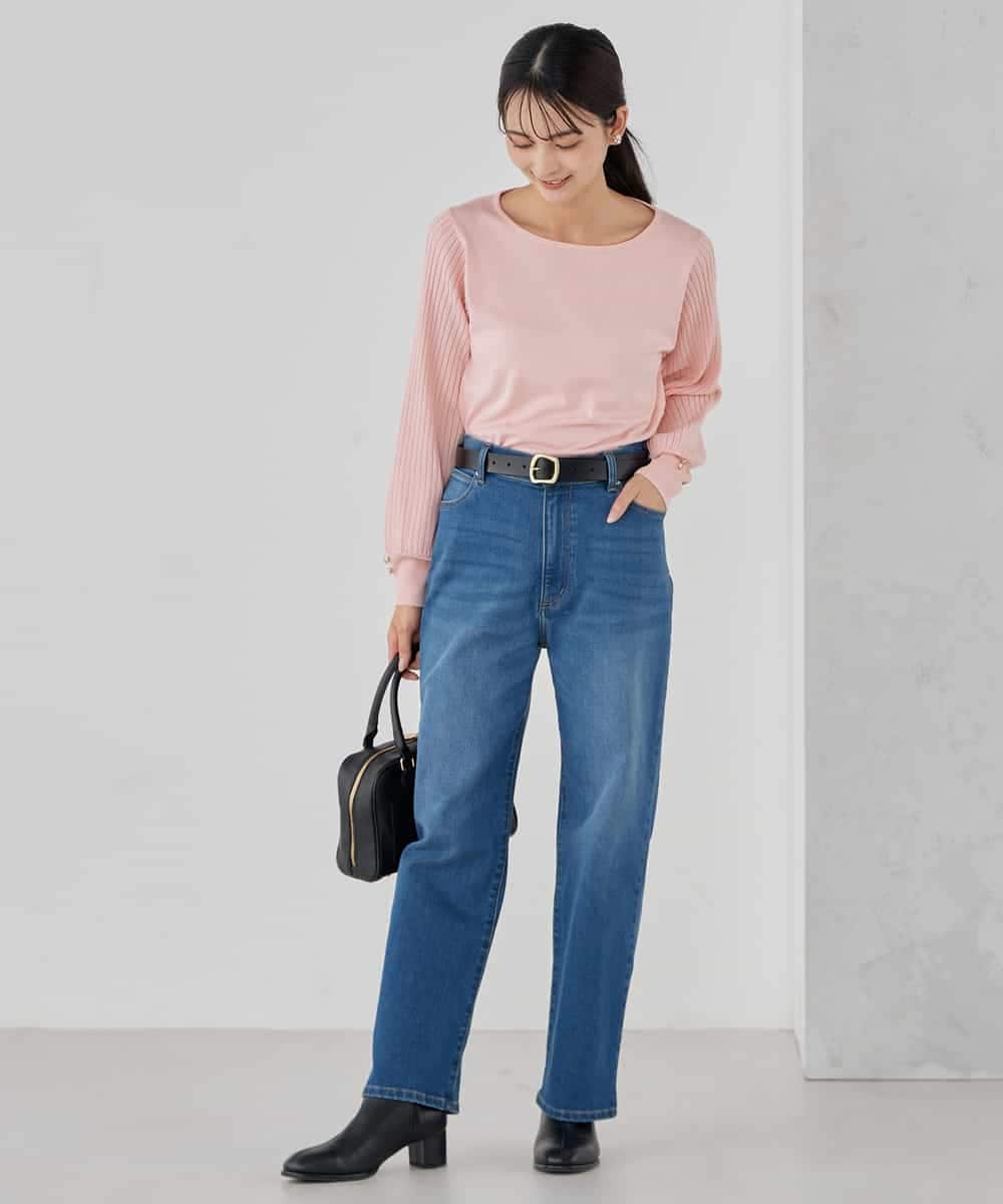 K2FED12044 a.v.v(アー・ヴェ・ヴェ) プリーツスリーブニット ピンク