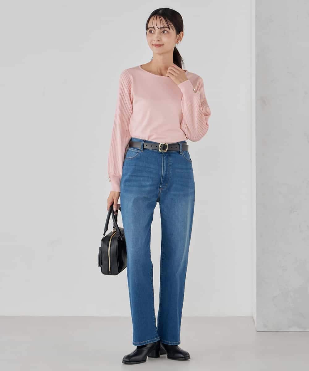 K2FED12044 a.v.v(アー・ヴェ・ヴェ) プリーツスリーブニット ピンク