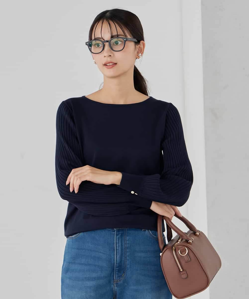 K2FED12044 a.v.v(アー・ヴェ・ヴェ) プリーツスリーブニット ピンク