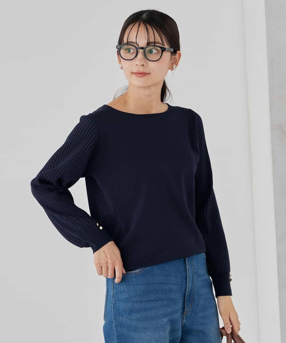 K2FED12044 a.v.v(アー・ヴェ・ヴェ) プリーツスリーブニット ピンク