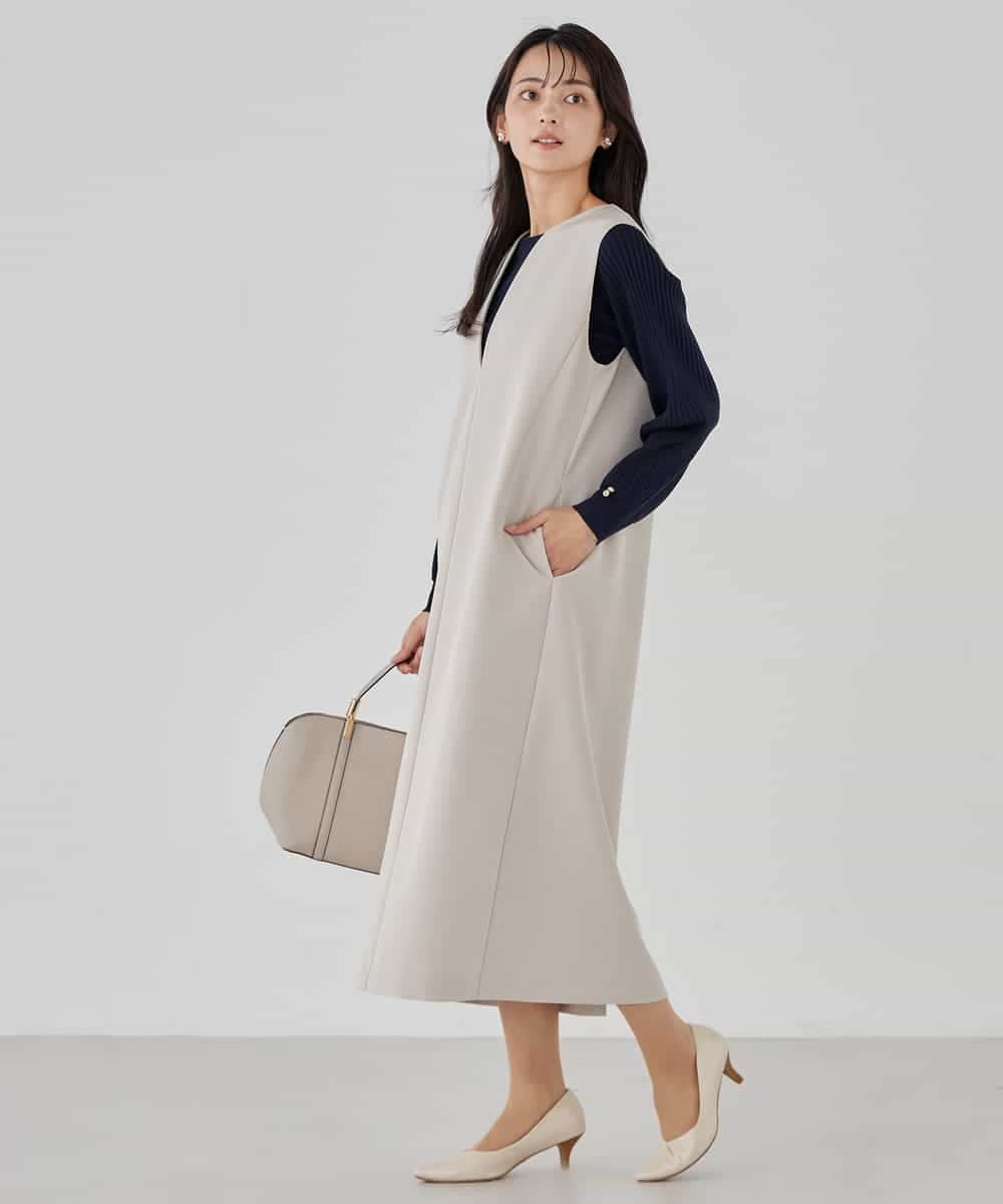 K2FED12044 a.v.v(アー・ヴェ・ヴェ) プリーツスリーブニット ピンク