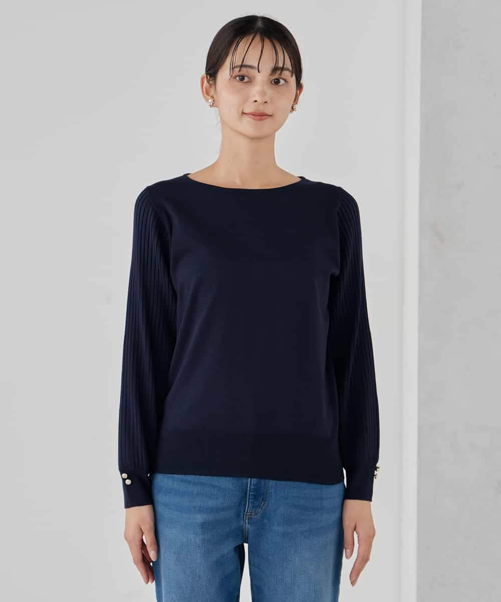 K2FED12044 a.v.v(アー・ヴェ・ヴェ) プリーツスリーブニット ピンク