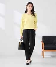 K2FED15044 a.v.v(アー・ヴェ・ヴェ) 【洗える/UVカット】プリーツライクニット ライトイエロー