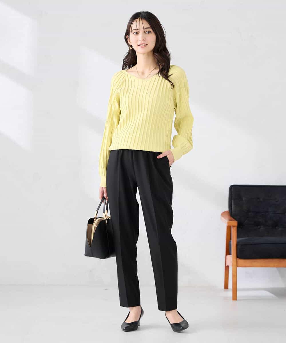 K2FED15044 a.v.v(アー・ヴェ・ヴェ) 【洗える/UVカット】プリーツライクニット ライトイエロー
