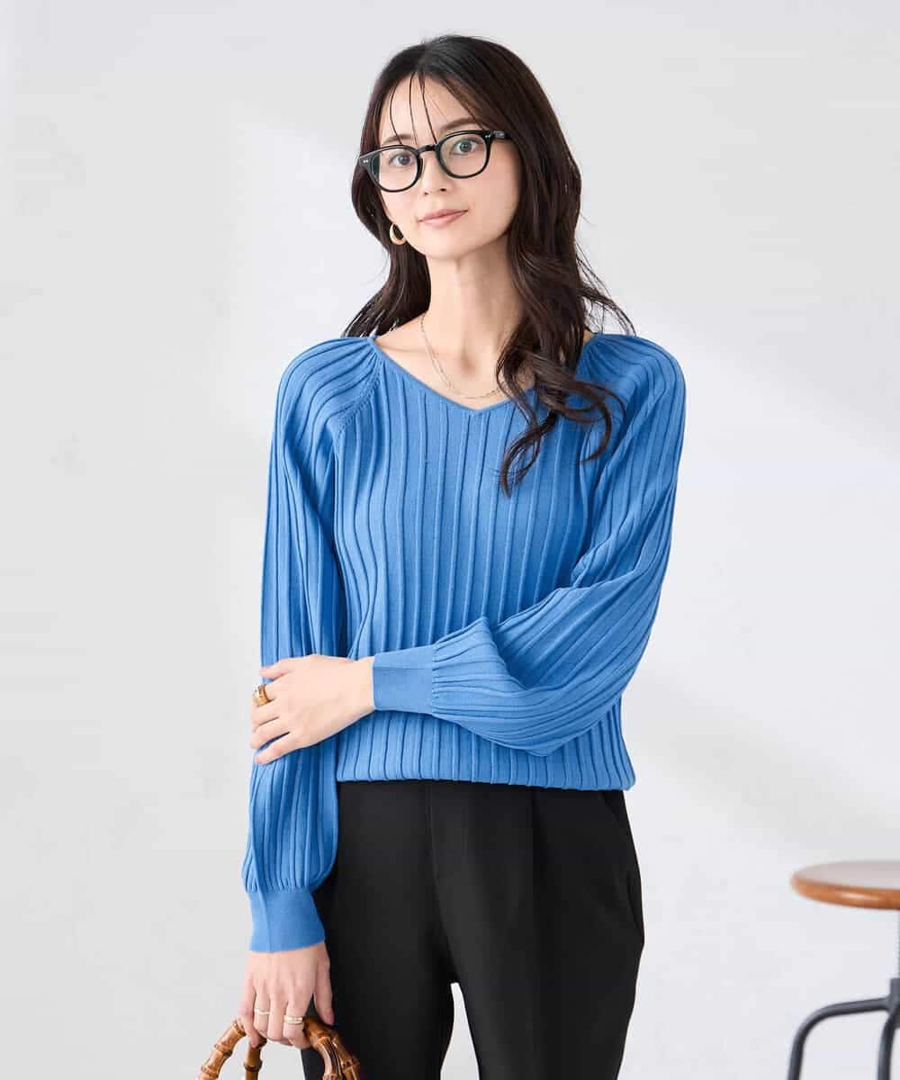 K2FED15044 a.v.v(アー・ヴェ・ヴェ) 【洗える/UVカット】プリーツライクニット ライトイエロー