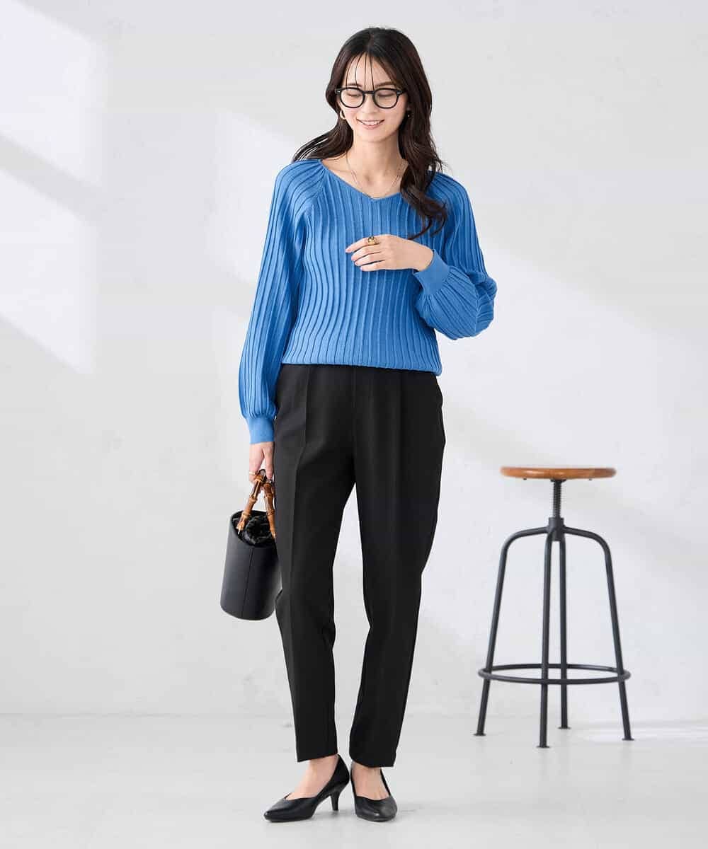 K2FED15044 a.v.v(アー・ヴェ・ヴェ) 【洗える/UVカット】プリーツライクニット ライトイエロー