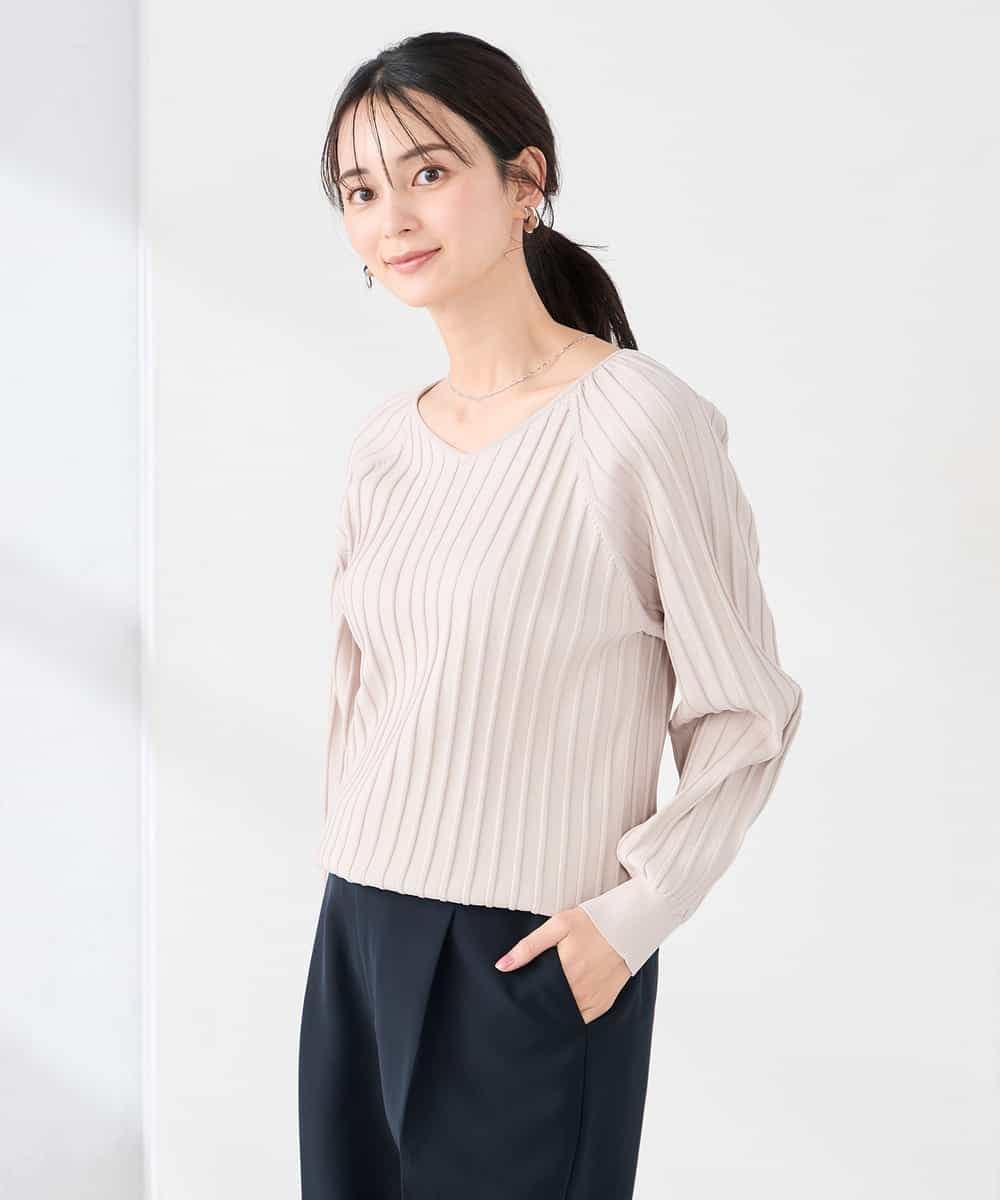 K2FED15044 a.v.v(アー・ヴェ・ヴェ) 【洗える/UVカット】プリーツライクニット ライトイエロー