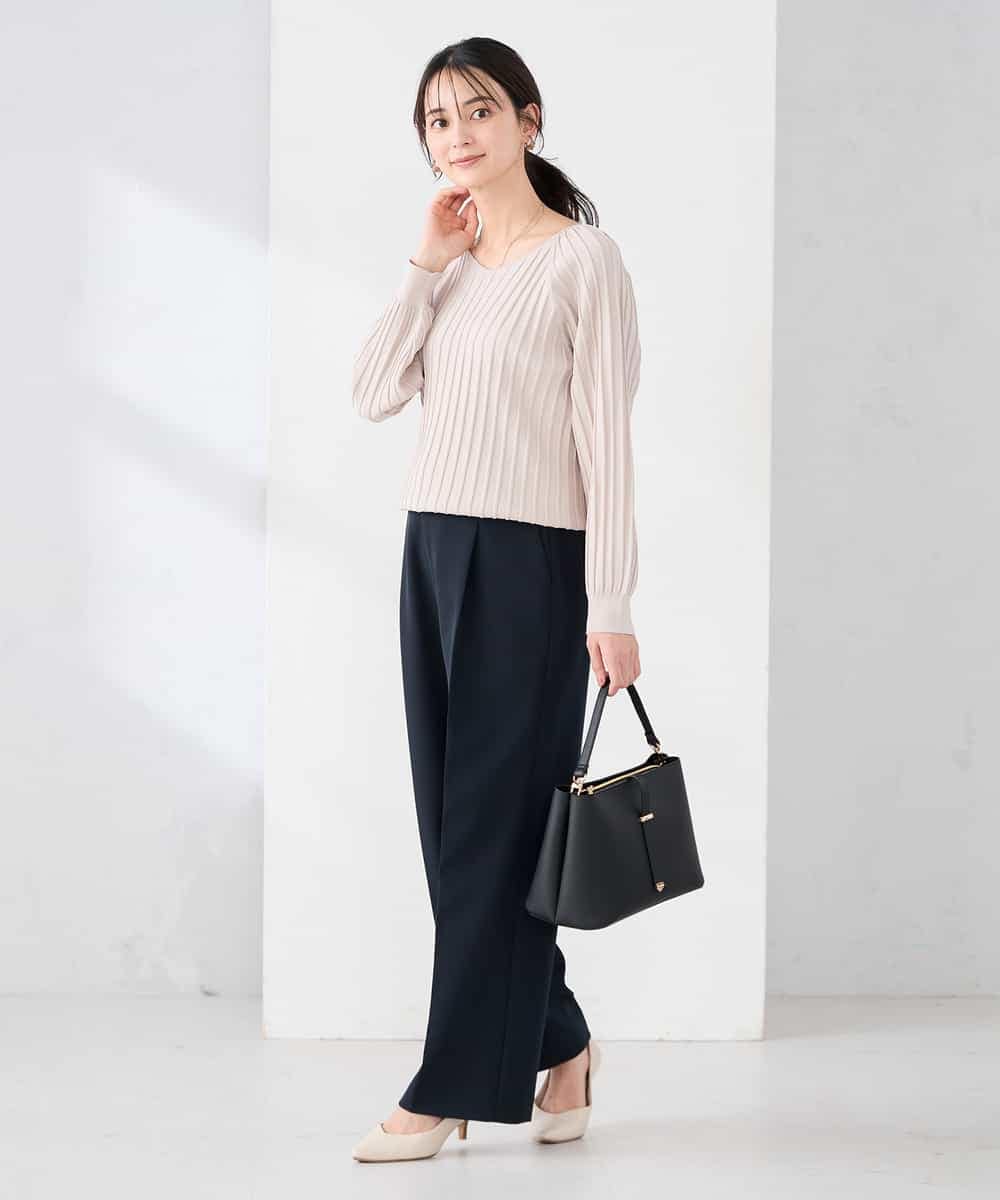 K2FED15044 a.v.v(アー・ヴェ・ヴェ) 【洗える/UVカット】プリーツライクニット ライトイエロー