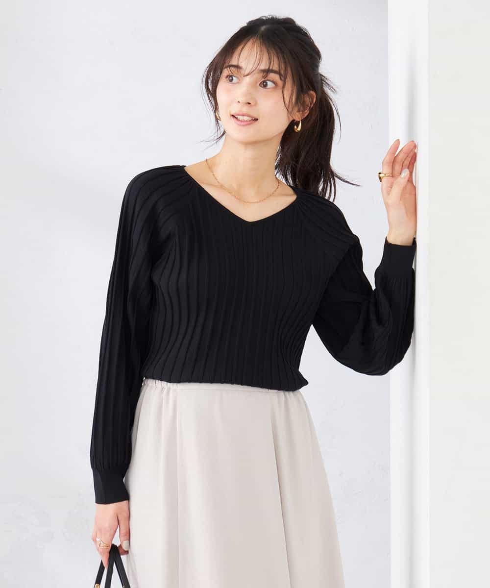 K2FED15044 a.v.v(アー・ヴェ・ヴェ) 【洗える/UVカット】プリーツライクニット ライトイエロー