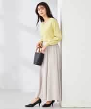 K2FED59039 a.v.v(アー・ヴェ・ヴェ) 【洗える/UVカット】Vネックパフスリーブニット ライトイエロー