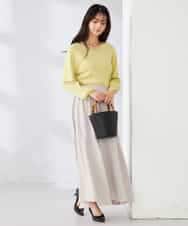 K2FED59039 a.v.v(アー・ヴェ・ヴェ) 【洗える/UVカット】Vネックパフスリーブニット ライトイエロー