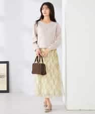 K2FED59039 a.v.v(アー・ヴェ・ヴェ) 【洗える/UVカット】Vネックパフスリーブニット ライトイエロー