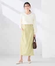 K2FED59039 a.v.v(アー・ヴェ・ヴェ) 【洗える/UVカット】Vネックパフスリーブニット ライトイエロー