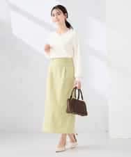 K2FED59039 a.v.v(アー・ヴェ・ヴェ) 【洗える/UVカット】Vネックパフスリーブニット ライトイエロー