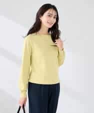 K2FED69039 a.v.v(アー・ヴェ・ヴェ) 【WEB限定/洗える/UVカット】ボートネックパフスリーブニット ライトイエロー