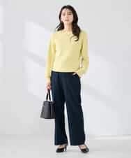 K2FED69039 a.v.v(アー・ヴェ・ヴェ) 【WEB限定/洗える/UVカット】ボートネックパフスリーブニット ライトイエロー