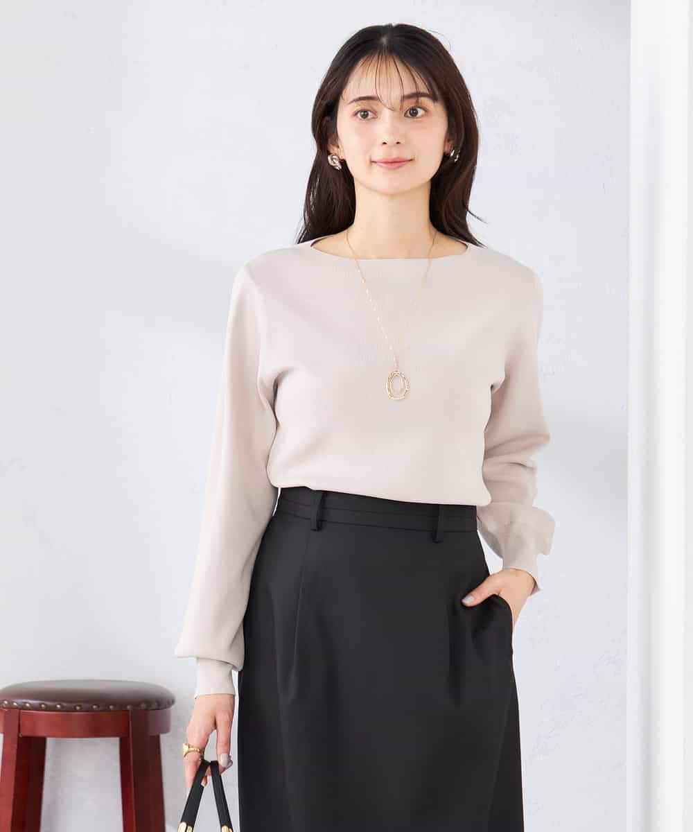 K2FED69039 a.v.v(アー・ヴェ・ヴェ) 【WEB限定/洗える/UVカット】ボートネックパフスリーブニット ライトイエロー