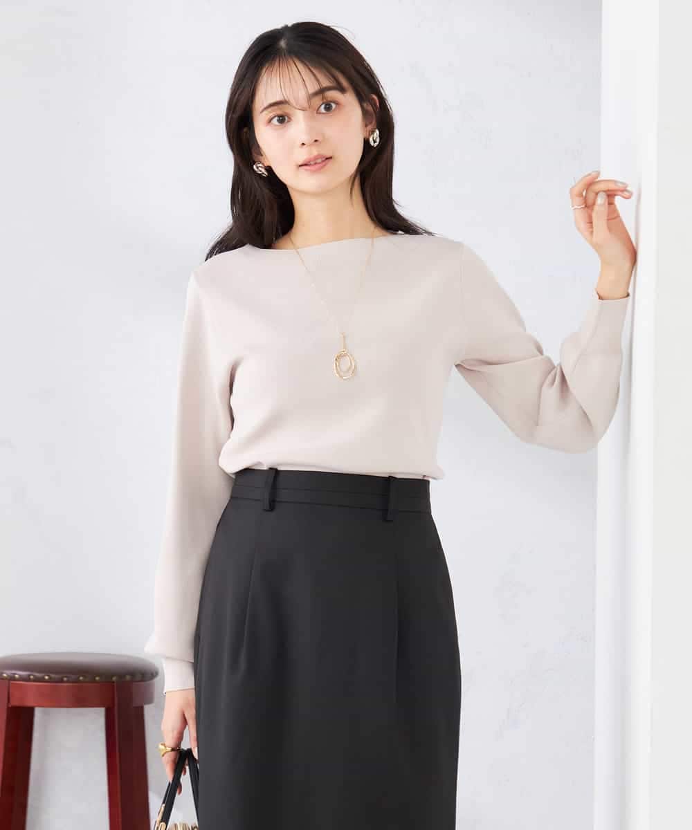 K2FED69039 a.v.v(アー・ヴェ・ヴェ) 【WEB限定/洗える/UVカット】ボートネックパフスリーブニット ライトイエロー