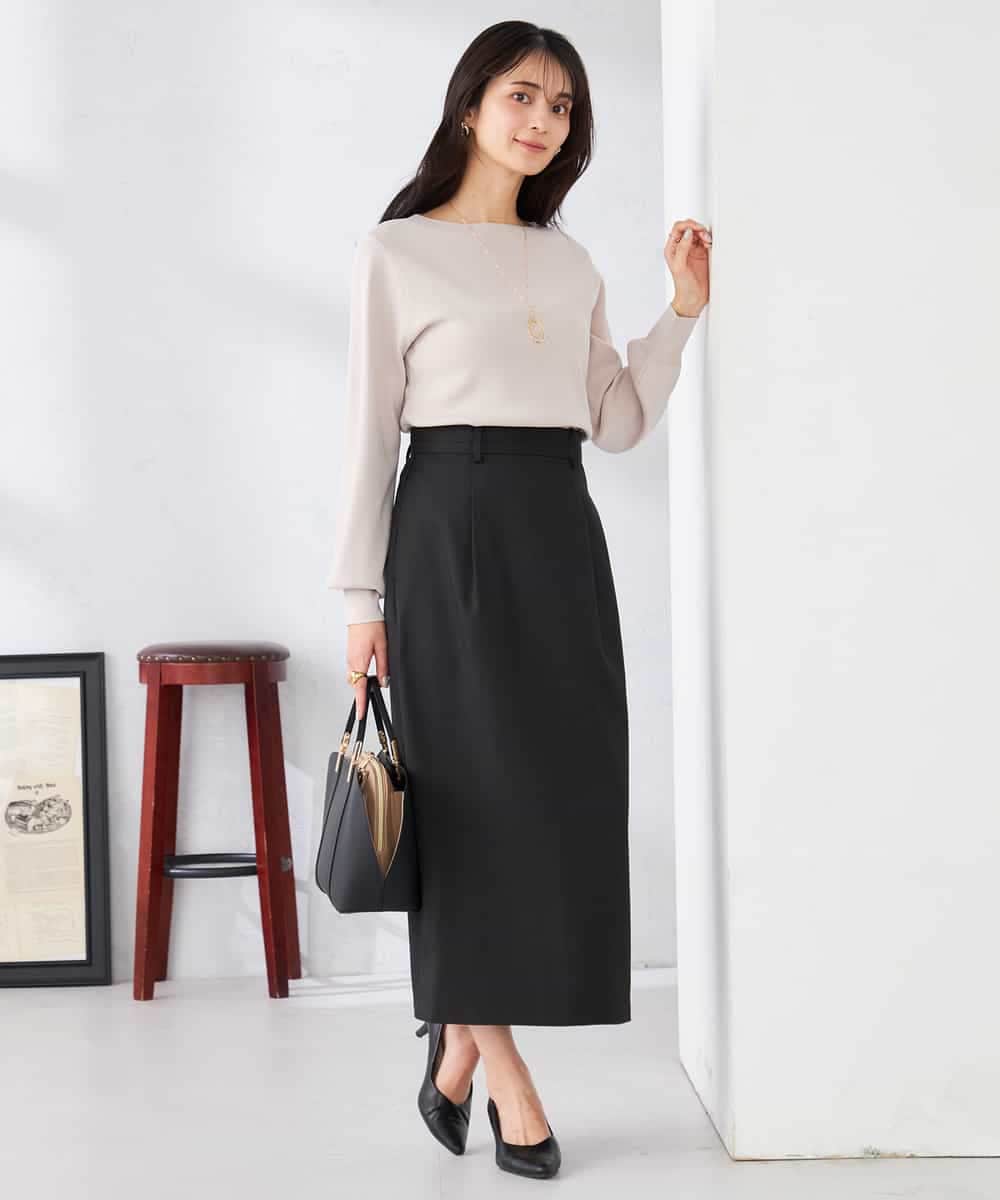 K2FED69039 a.v.v(アー・ヴェ・ヴェ) 【WEB限定/洗える/UVカット】ボートネックパフスリーブニット ライトイエロー