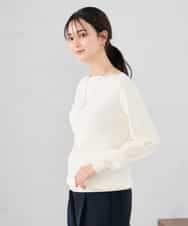 K2FED69039 a.v.v(アー・ヴェ・ヴェ) 【WEB限定/洗える/UVカット】ボートネックパフスリーブニット ライトイエロー