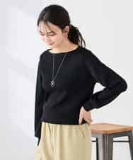 K2FED69039 a.v.v(アー・ヴェ・ヴェ) 【WEB限定/洗える/UVカット】ボートネックパフスリーブニット ライトイエロー