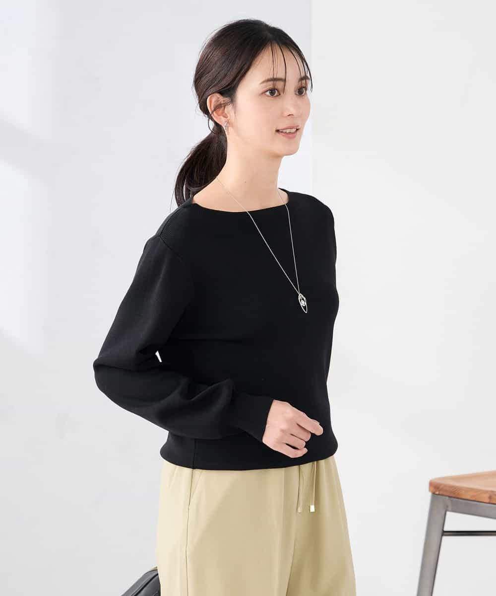 K2FED69039 a.v.v(アー・ヴェ・ヴェ) 【WEB限定/洗える/UVカット】ボートネックパフスリーブニット ライトイエロー