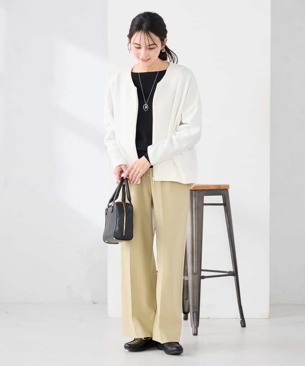 K2FED69039 a.v.v(アー・ヴェ・ヴェ) 【WEB限定/洗える/UVカット】ボートネックパフスリーブニット ライトイエロー