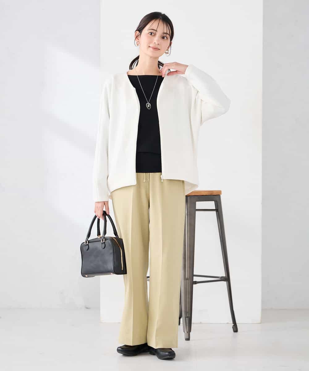 K2FED69039 a.v.v(アー・ヴェ・ヴェ) 【WEB限定/洗える/UVカット】ボートネックパフスリーブニット ライトイエロー