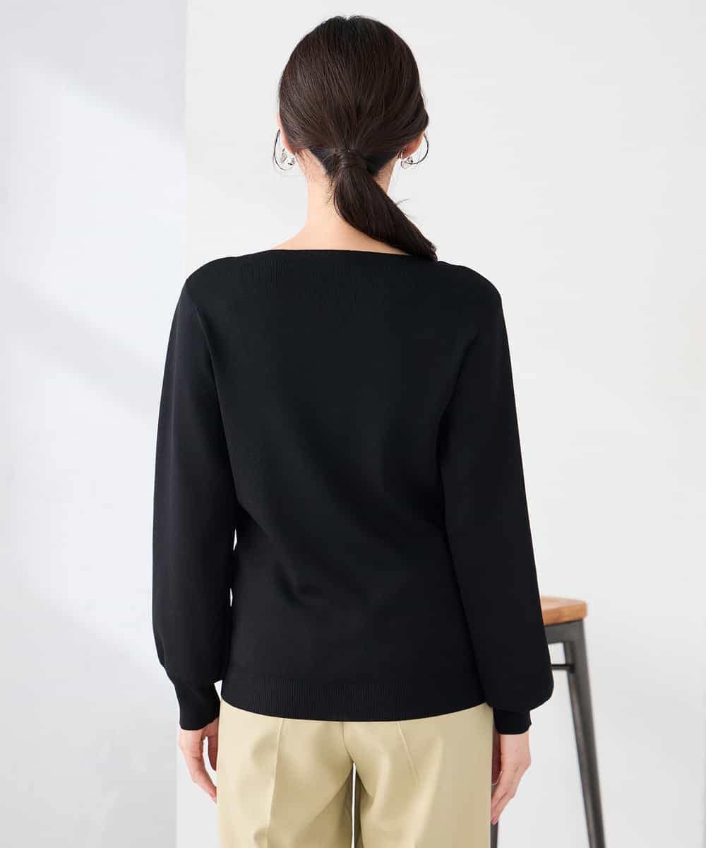 K2FED69039 a.v.v(アー・ヴェ・ヴェ) 【WEB限定/洗える/UVカット】ボートネックパフスリーブニット ライトイエロー