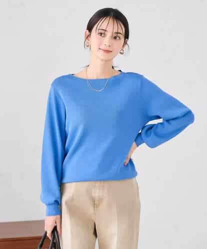 K2FED69039 a.v.v 【WEB限定/洗える/UVカット】ボートネックパフスリーブニット