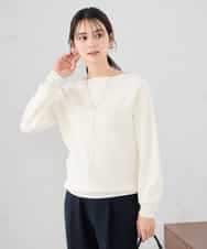 K2FED69039 a.v.v(アー・ヴェ・ヴェ) 【WEB限定/洗える/UVカット】ボートネックパフスリーブニット ホワイト