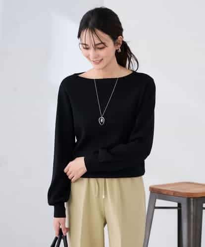K2FED69039 a.v.v 【WEB限定/洗える/UVカット】ボートネックパフスリーブニット